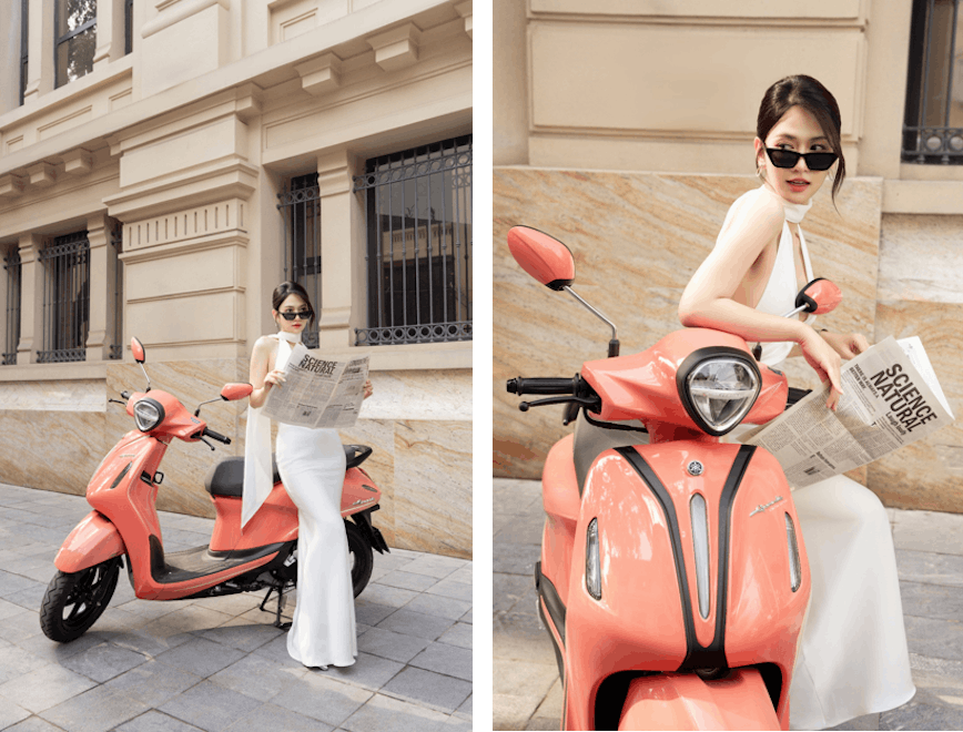 scooter vehicle adult female person woman motorcycle motor scooter moped glasses